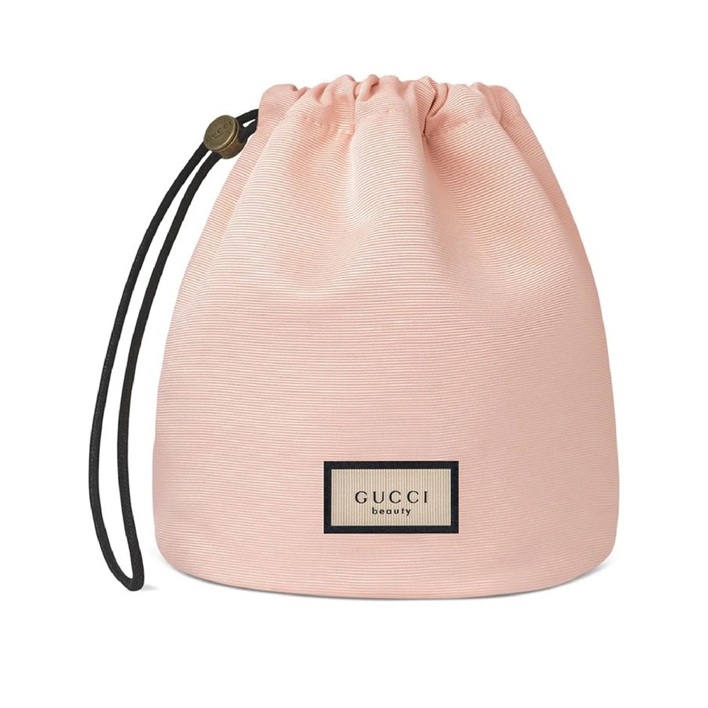 Gucci Beauty Pink Drawstring Pouch (Floral Interior)